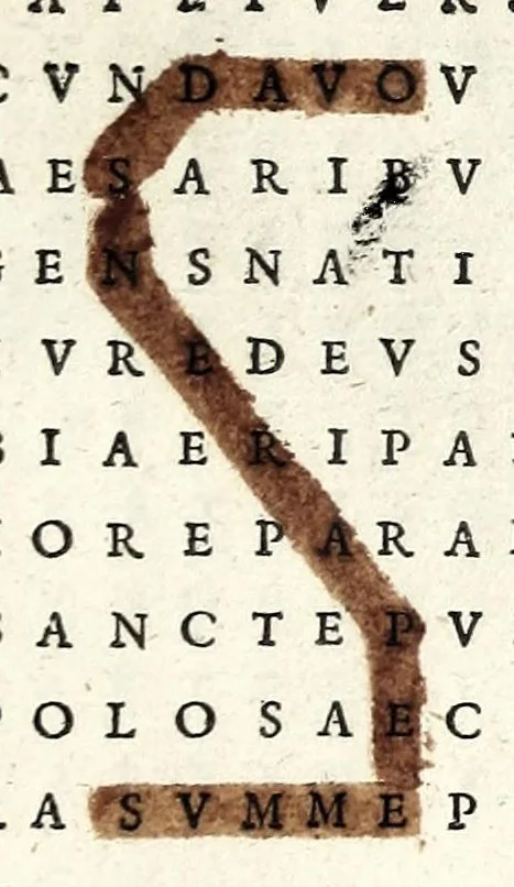 An illustration from Pvblilii Optatiani Porphyrii Panegyricvs dictvs Constantino Avgvsto. Ex codice manuscripto Pavlli Velseri, patricij Aug. Vind, 1595, leaf 39
