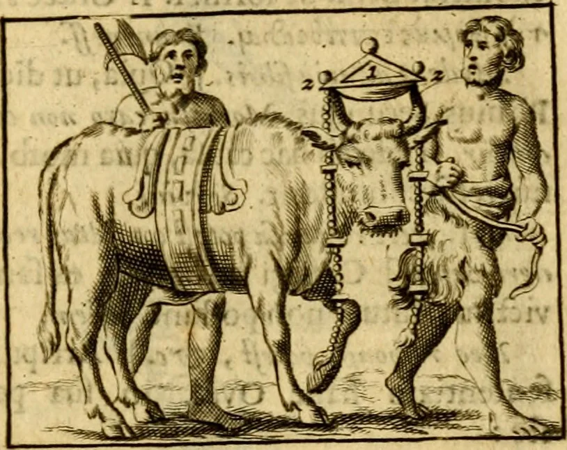 An illustration from P. Virgilii Maronis Opera in tres tomos divisa : cum integris notis Servii, Philargyrii, nec non J. Pierii variis lectionibus, & selectissimis plerisque commentariis Donati, Probi, Nannii, Sabini, Germani, Cerdæ, Taubmanni, & aliorum, 1680, leaf 942