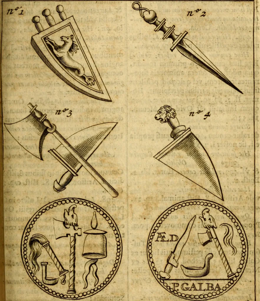An illustration from P. Virgilii Maronis Opera in tres tomos divisa : cum integris notis Servii, Philargyrii, nec non J. Pierii variis lectionibus, & selectissimis plerisque commentariis Donati, Probi, Nannii, Sabini, Germani, Cerdæ, Taubmanni, & aliorum, 1680, leaf 944