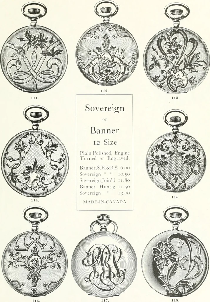 An illustration from P.W. Ellis & Co. Limited, the jewellery headquarters of Canada : 1915-1916 illustrated catalogue : importing and manufacturing, gold and silversmiths, makers of Ellis watch cases, 1915, leaf 10