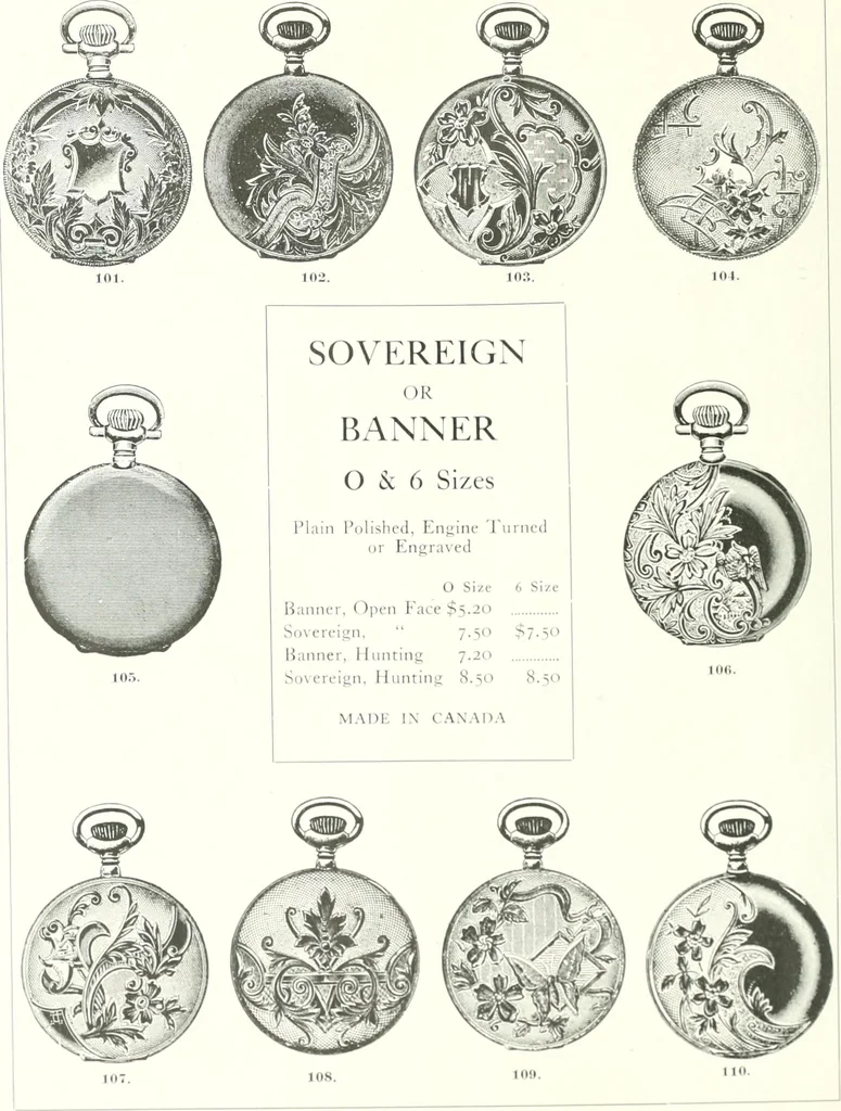 An illustration from P.W. Ellis & Co. Limited, the jewellery headquarters of Canada : 1915-1916 illustrated catalogue : importing and manufacturing, gold and silversmiths, makers of Ellis watch cases, 1915, leaf 9