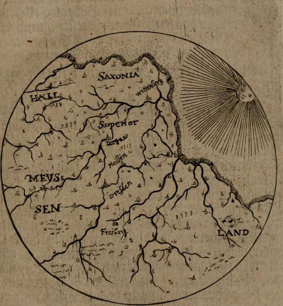 An illustration from Pyramis, oder, Sinnreiche Ehren-Seule : mit hieroglyphischen politico-mystico Sinn-Bildern, zu unterthänigsten Ehren und Glückwünschung der durchlauchtigisten und gnädigisten neuen Chur-Fürstlichen Herrschafft und Regierung Johan[n] Georg des Dritten, Churfürsten von Sachsen, 1681, leaf 16