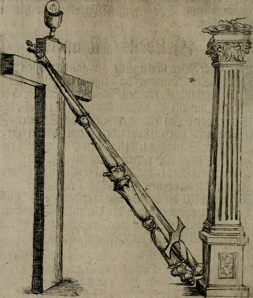 An illustration from Pyramis, oder, Sinnreiche Ehren-Seule : mit hieroglyphischen politico-mystico Sinn-Bildern, zu unterthänigsten Ehren und Glückwünschung der durchlauchtigisten und gnädigisten neuen Chur-Fürstlichen Herrschafft und Regierung Johan[n] Georg des Dritten, Churfürsten von Sachsen, 1681, leaf 23