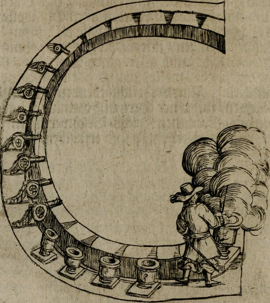 An illustration from Pyramis, oder, Sinnreiche Ehren-Seule : mit hieroglyphischen politico-mystico Sinn-Bildern, zu unterthänigsten Ehren und Glückwünschung der durchlauchtigisten und gnädigisten neuen Chur-Fürstlichen Herrschafft und Regierung Johan[n] Georg des Dritten, Churfürsten von Sachsen, 1681, leaf 41