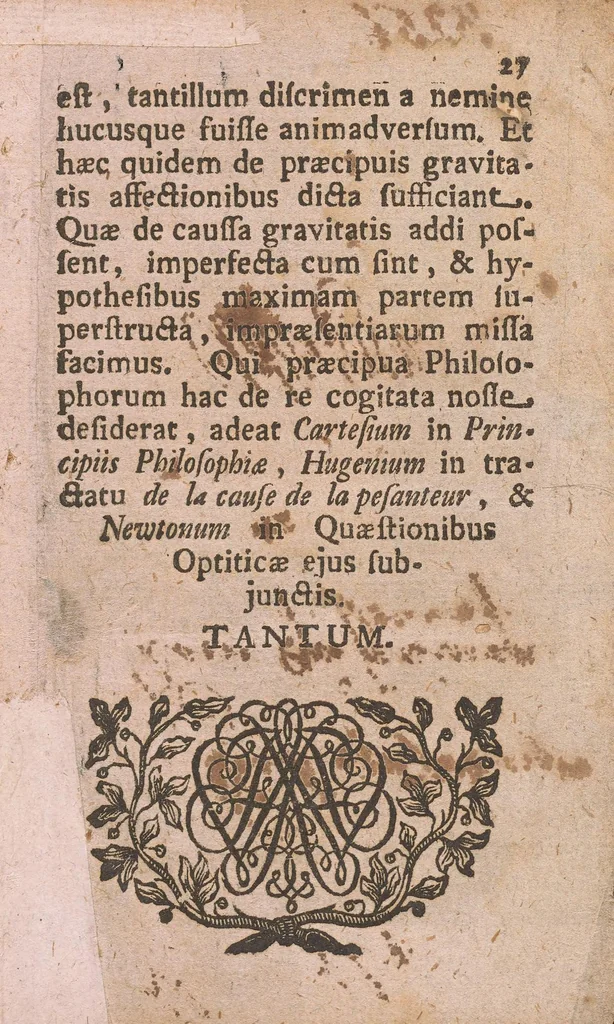 An illustration from Q.F.F.Q.S. Dissertatio gradualis, De gravitate corporum terrestrium, 1737, leaf 31