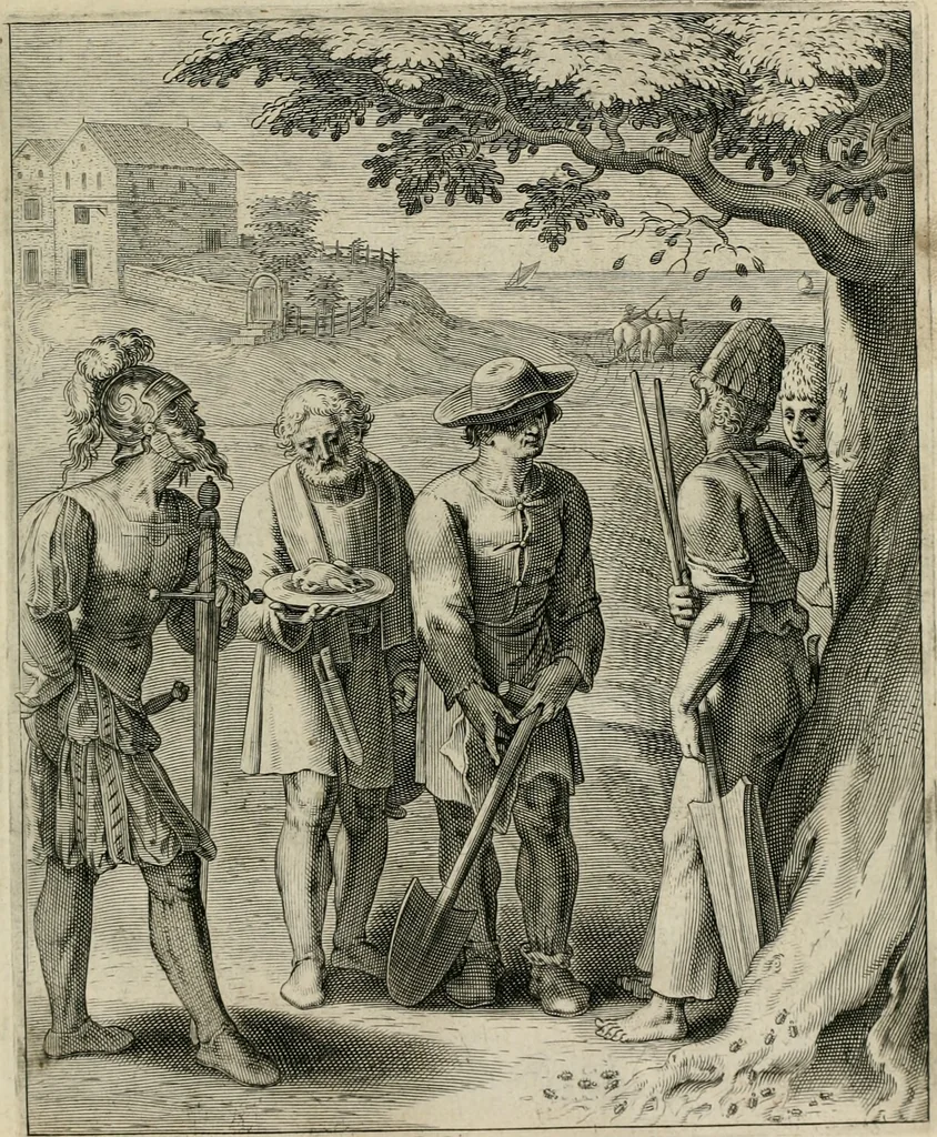 An illustration from Q. HoratI Flacci Emblemata : imaginibus in aes incisis, notisq[ue] illustrata, 1607, leaf 100
