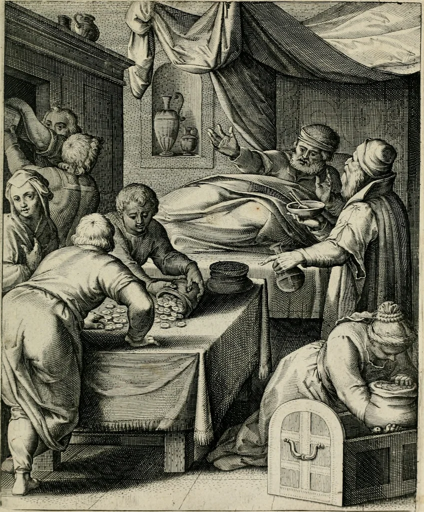 An illustration from Q. HoratI Flacci Emblemata : imaginibus in aes incisis, notisq[ue] illustrata, 1607, leaf 114