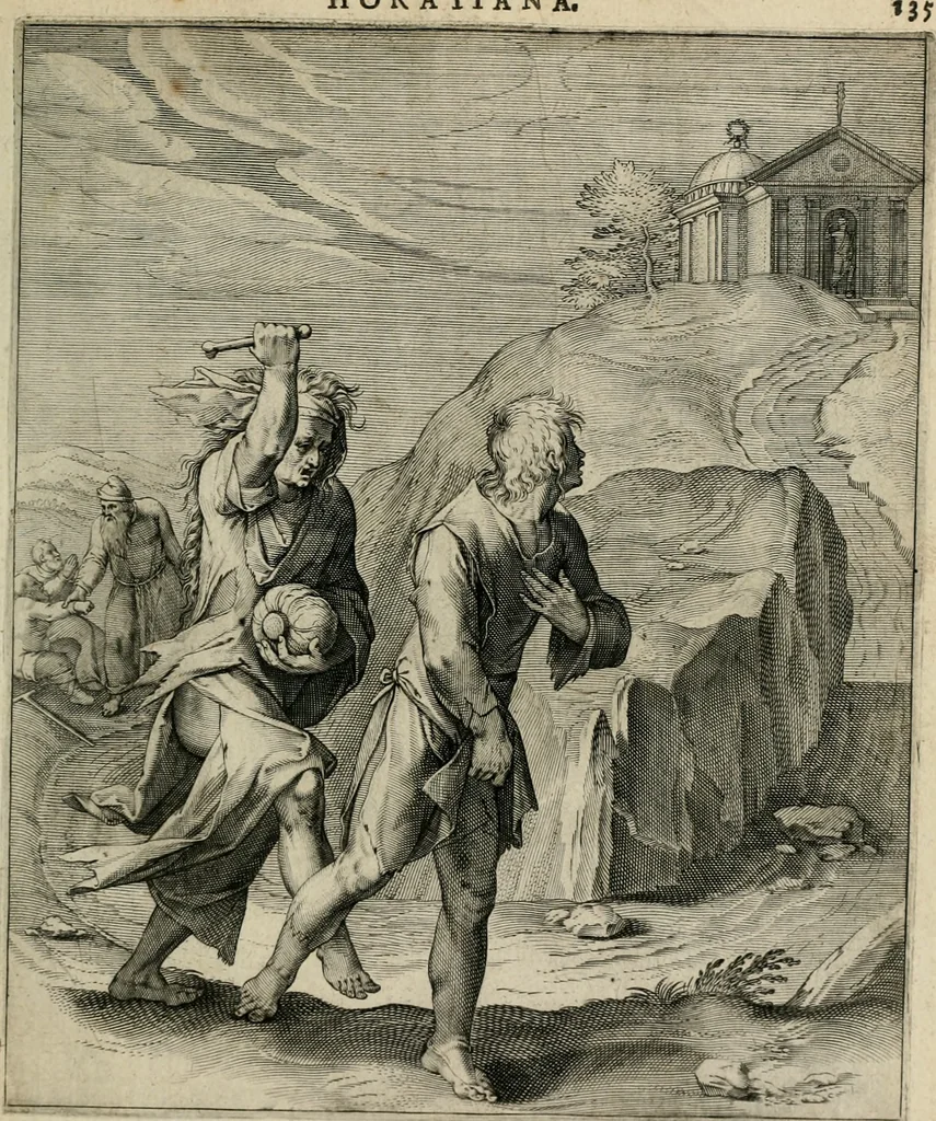 An illustration from Q. HoratI Flacci Emblemata : imaginibus in aes incisis, notisq[ue] illustrata, 1607, leaf 134