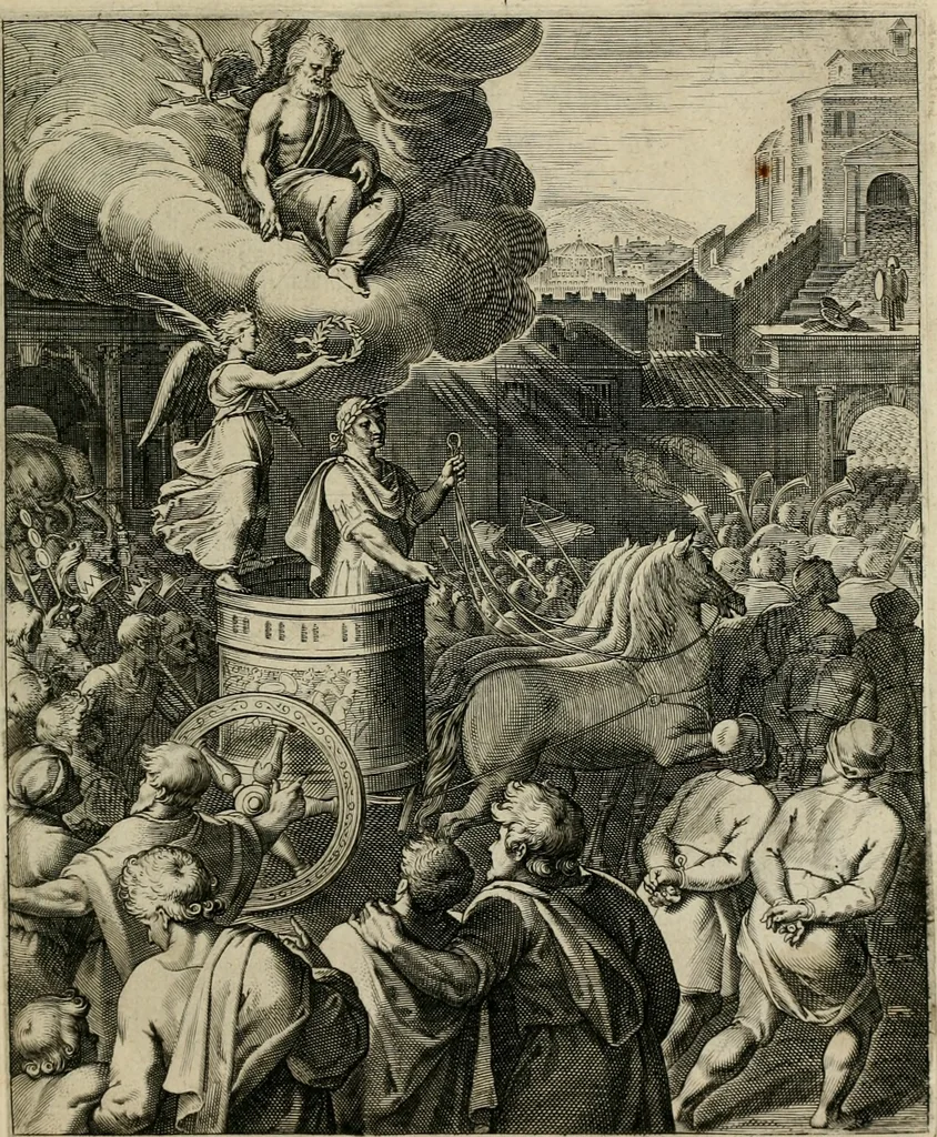 An illustration from Q. HoratI Flacci Emblemata : imaginibus in aes incisis, notisq[ue] illustrata, 1607, leaf 14