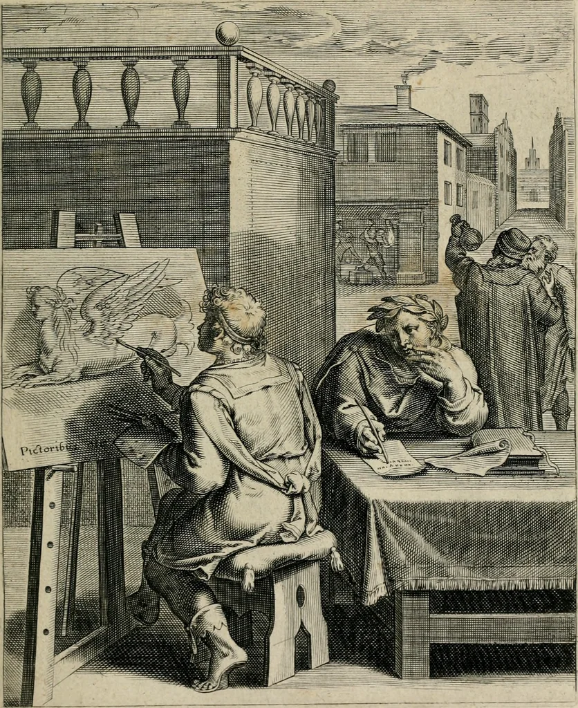 An illustration from Q. HoratI Flacci Emblemata : imaginibus in aes incisis, notisq[ue] illustrata, 1607, leaf 146