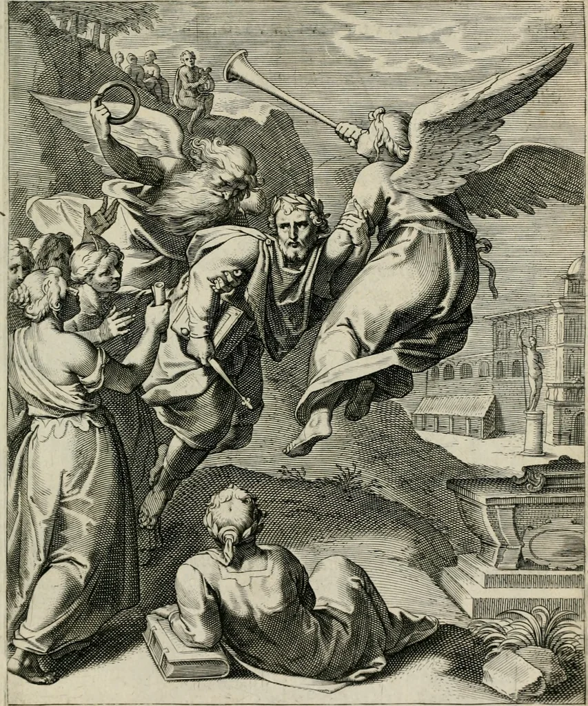 An illustration from Q. HoratI Flacci Emblemata : imaginibus in aes incisis, notisq[ue] illustrata, 1607, leaf 158