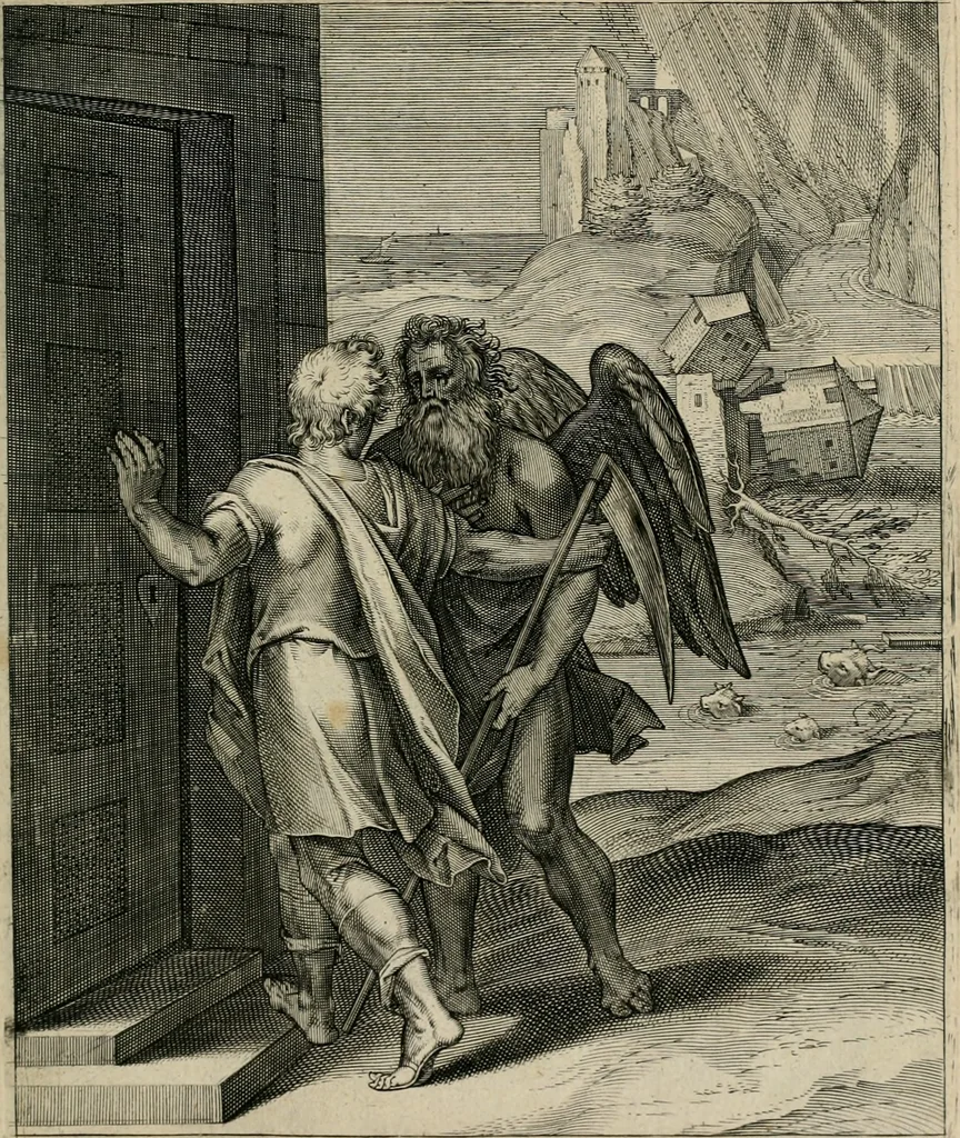 An illustration from Q. HoratI Flacci Emblemata : imaginibus in aes incisis, notisq[ue] illustrata, 1607, leaf 168