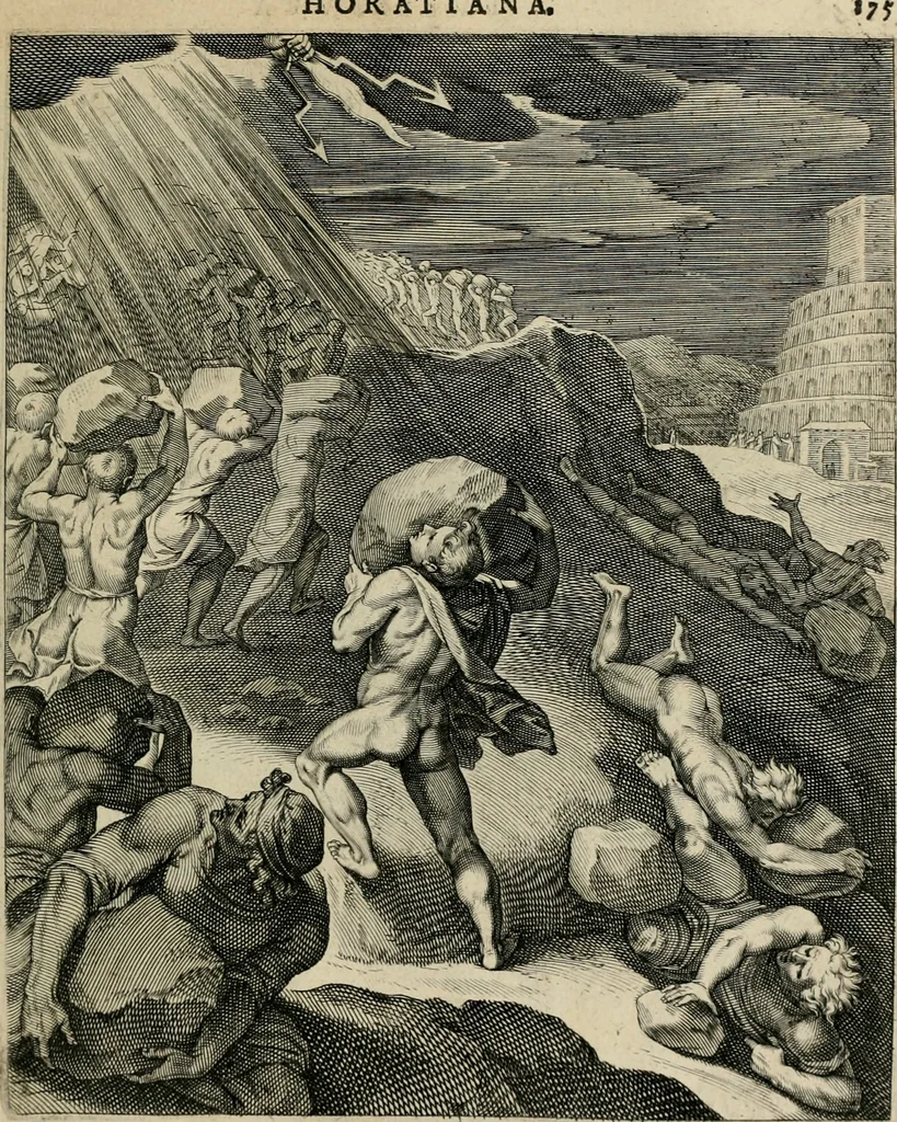 An illustration from Q. HoratI Flacci Emblemata : imaginibus in aes incisis, notisq[ue] illustrata, 1607, leaf 174