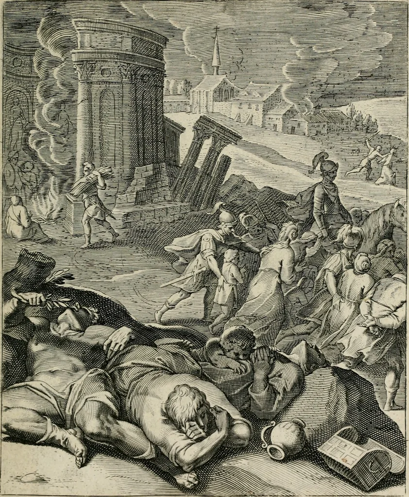 An illustration from Q. HoratI Flacci Emblemata : imaginibus in aes incisis, notisq[ue] illustrata, 1607, leaf 178