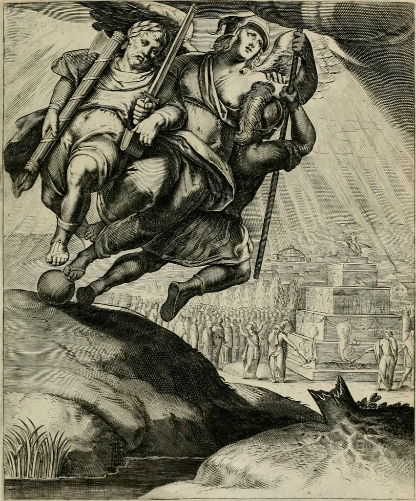 An illustration from Q. HoratI Flacci Emblemata : imaginibus in aes incisis, notisq[ue] illustrata, 1607, leaf 18