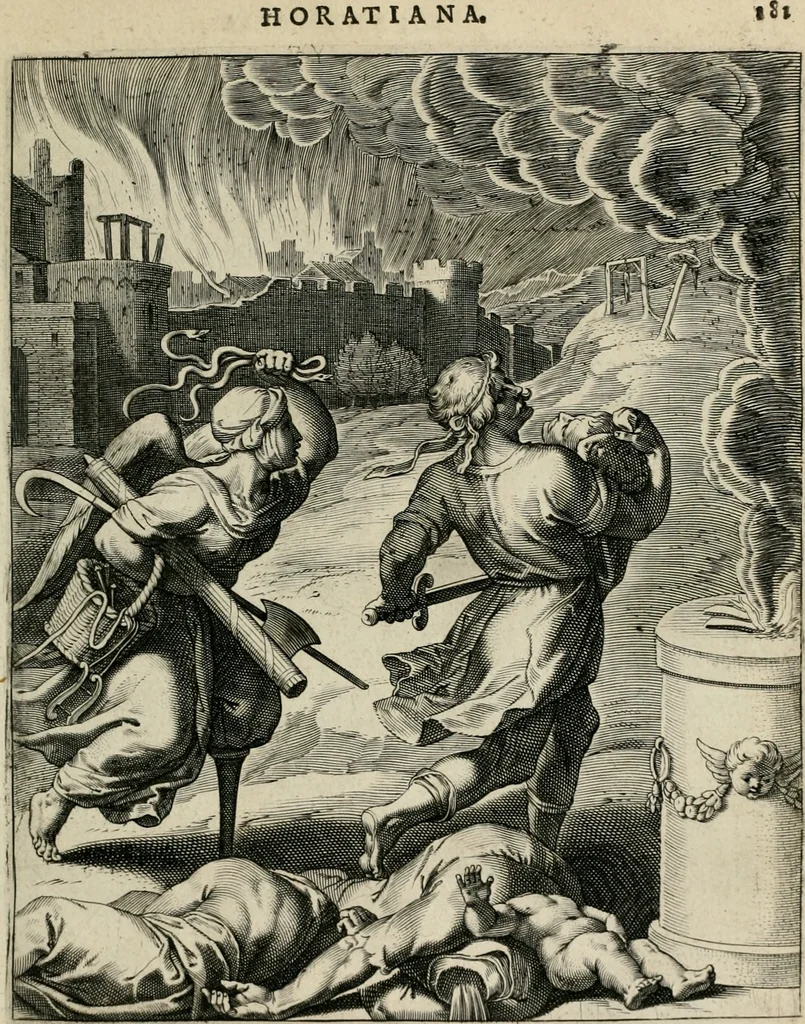 An illustration from Q. HoratI Flacci Emblemata : imaginibus in aes incisis, notisq[ue] illustrata, 1607, leaf 180