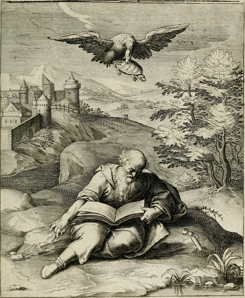 An illustration from Q. HoratI Flacci Emblemata : imaginibus in aes incisis, notisq[ue] illustrata, 1607, leaf 182