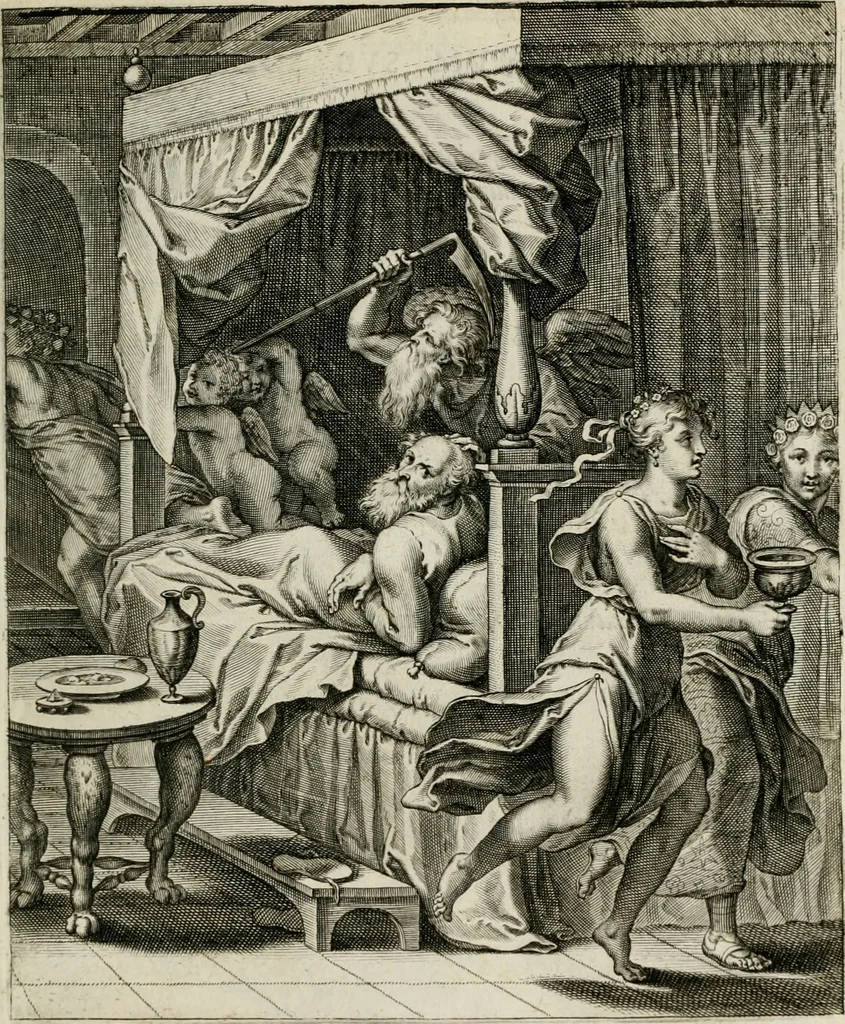 An illustration from Q. HoratI Flacci Emblemata : imaginibus in aes incisis, notisq[ue] illustrata, 1607, leaf 186