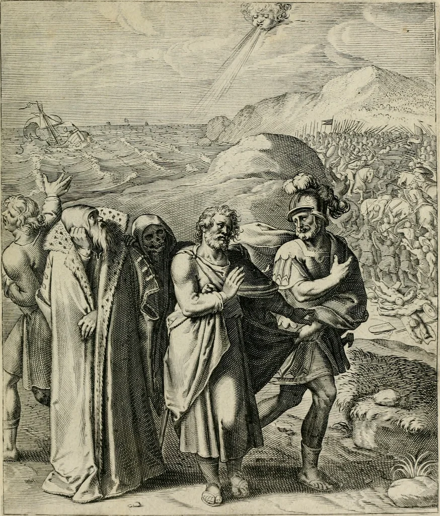 An illustration from Q. HoratI Flacci Emblemata : imaginibus in aes incisis, notisq[ue] illustrata, 1607, leaf 198