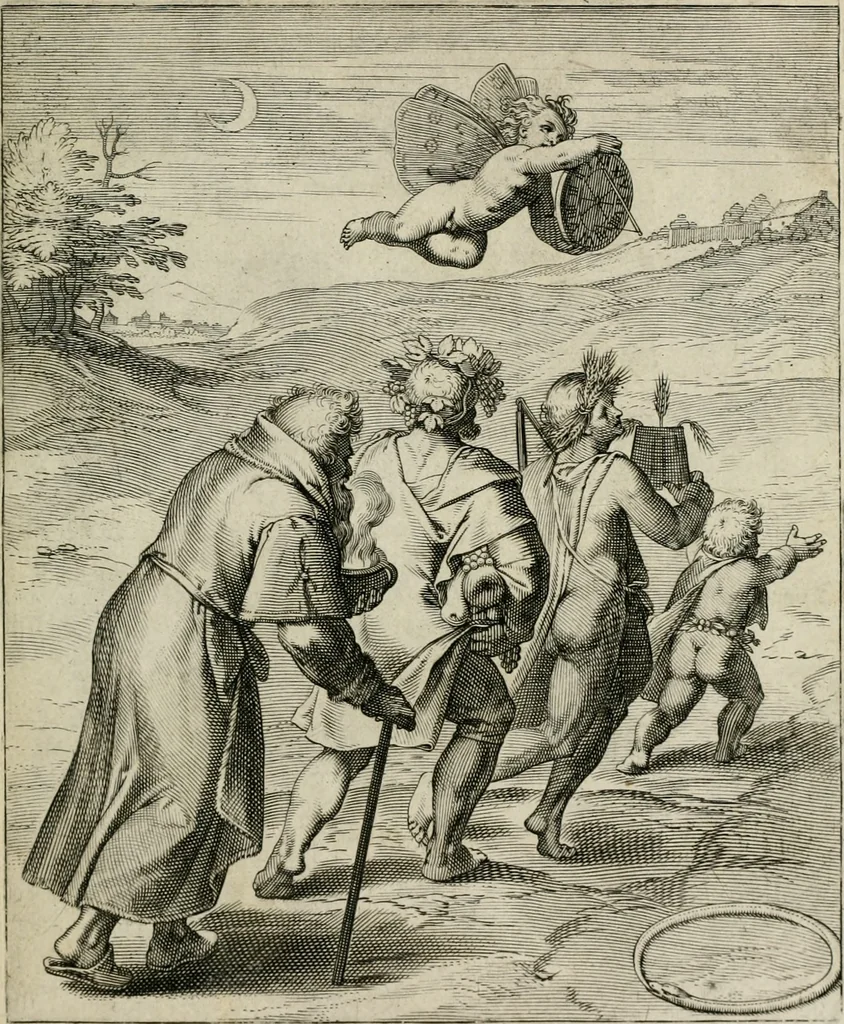 An illustration from Q. HoratI Flacci Emblemata : imaginibus in aes incisis, notisq[ue] illustrata, 1607, leaf 200