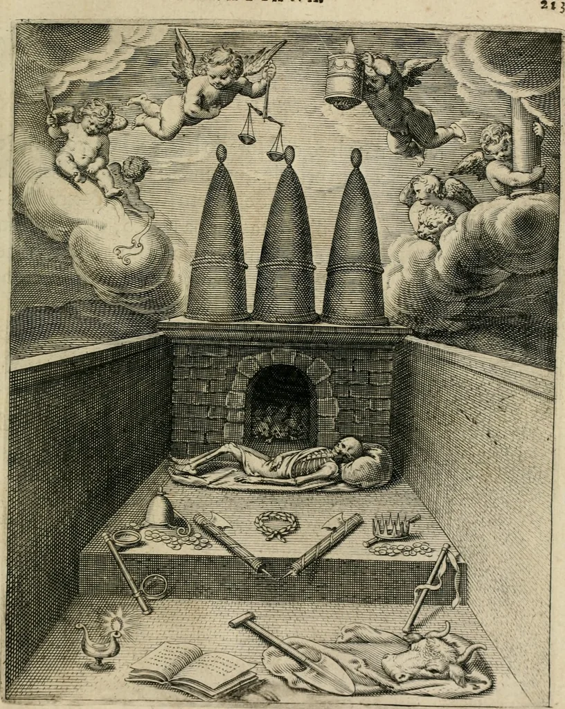 An illustration from Q. HoratI Flacci Emblemata : imaginibus in aes incisis, notisq[ue] illustrata, 1607, leaf 206
