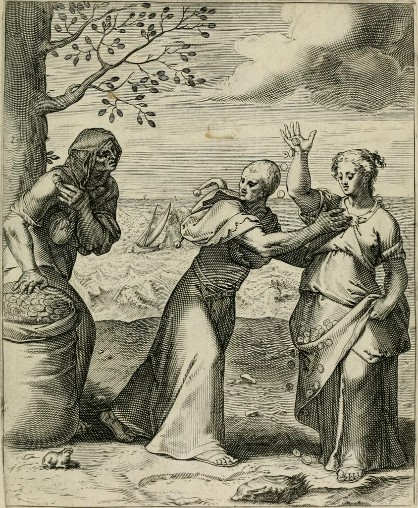 An illustration from Q. HoratI Flacci Emblemata : imaginibus in aes incisis, notisq[ue] illustrata, 1607, leaf 24
