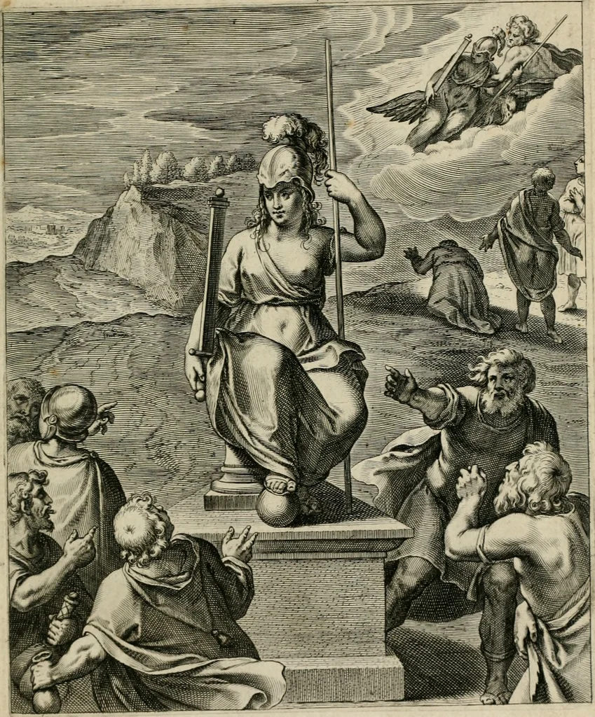 An illustration from Q. HoratI Flacci Emblemata : imaginibus in aes incisis, notisq[ue] illustrata, 1607, leaf 28