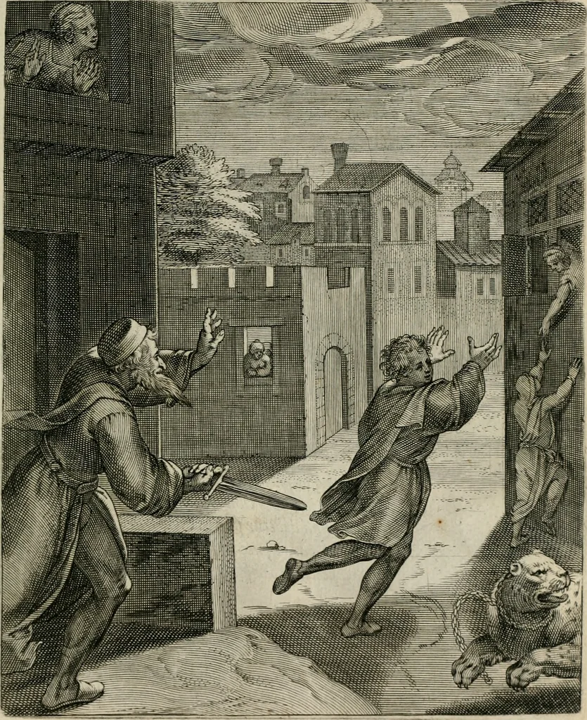 An illustration from Q. HoratI Flacci Emblemata : imaginibus in aes incisis, notisq[ue] illustrata, 1607, leaf 34