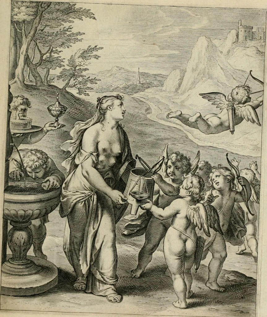 An illustration from Q. HoratI Flacci Emblemata : imaginibus in aes incisis, notisq[ue] illustrata, 1607, leaf 46