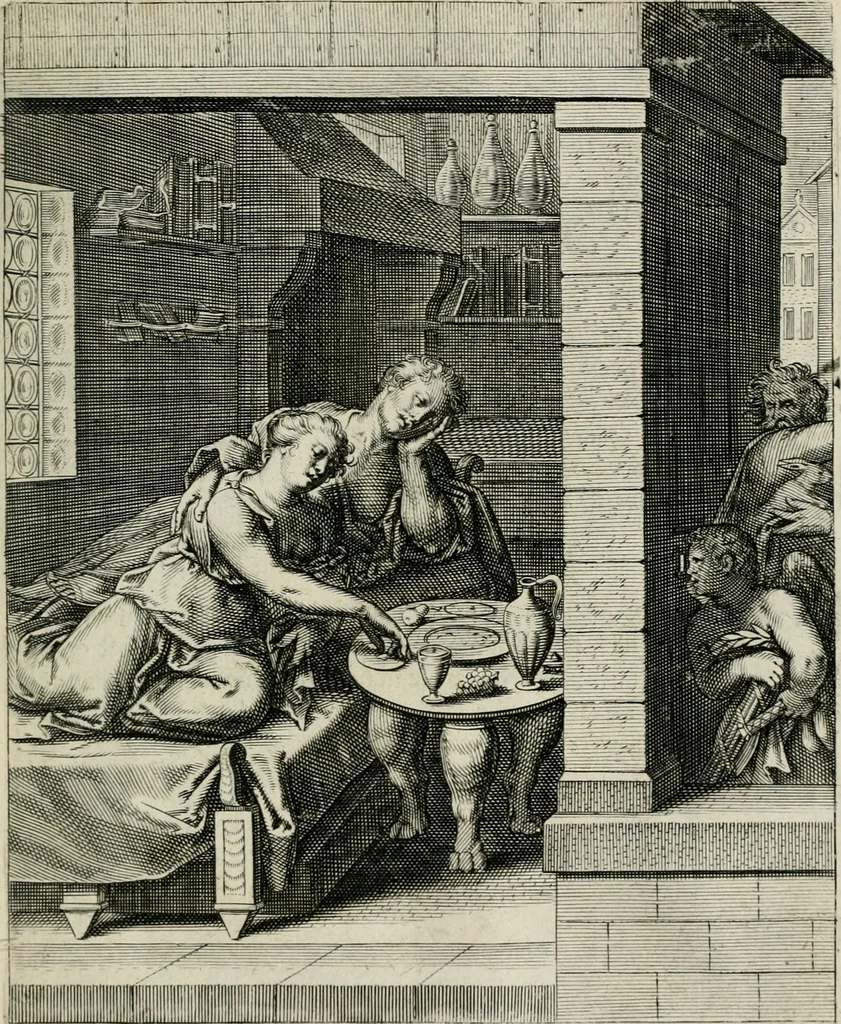 An illustration from Q. HoratI Flacci Emblemata : imaginibus in aes incisis, notisq[ue] illustrata, 1607, leaf 76