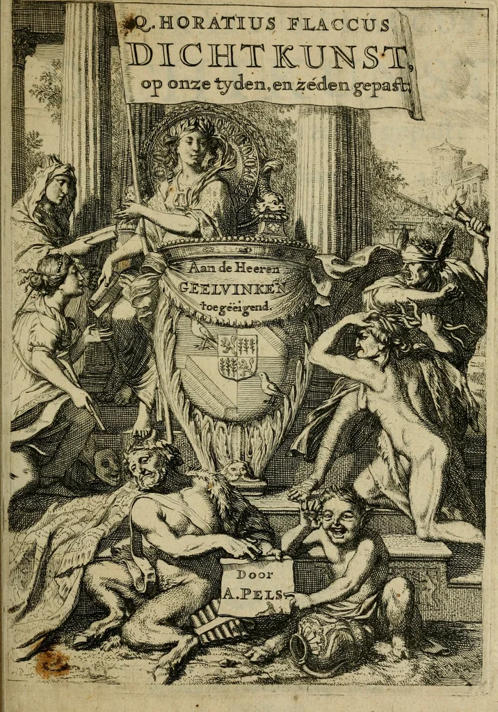 An illustration from Q. Horatius Flaccus Dichtkunst : op onze tyden, én zéden gepast, 1681, leaf 6