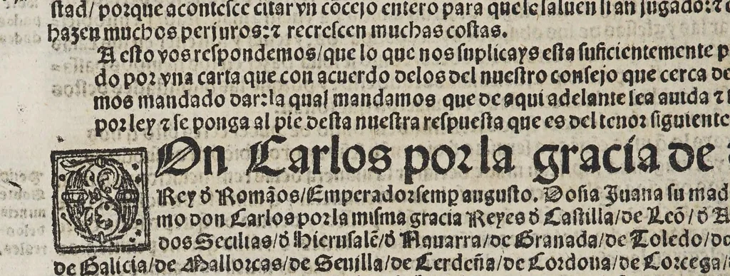 An illustration from Quaderno d[e] las leyes y prematicas reales fechas en las cortes q[ue] Su Magestad del emperador y rey nuestro señor mando celebrar en la noble villa de Madrid en el año de M.D.xxviij. años. : Muy prouechoso a todos en general, 1546, leaf 38