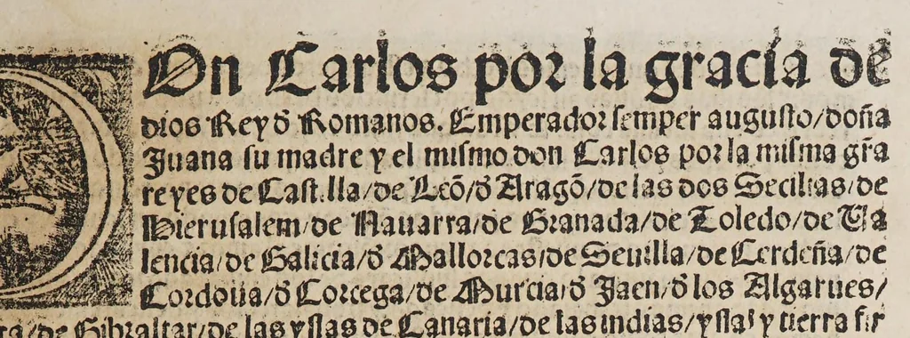 An illustration from Quaderno d[e] las leyes y prematicas reales fechas en las cortes q[ue] Su Magestad del emperador y rey nuestro señor mando celebrar en la noble villa de Madrid en el año de M.D.xxviij. años. : Muy prouechoso a todos en general, 1546, leaf 9