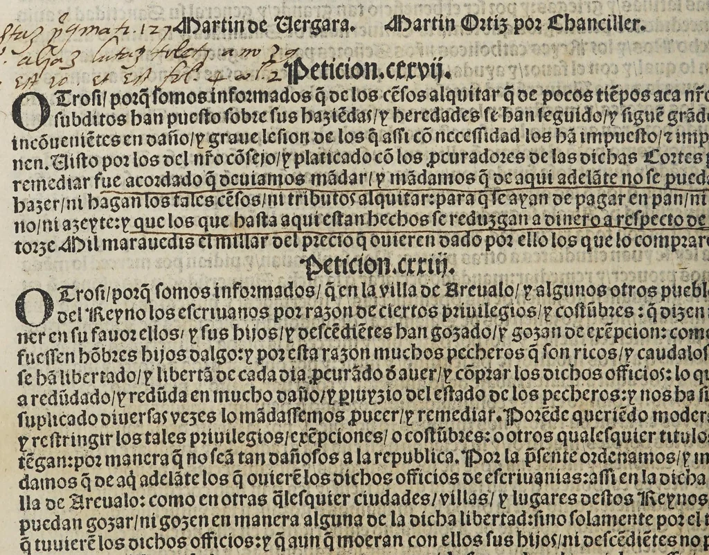 An illustration from Quadernos de las cortes que Su Magestad de la emperatriz y reyna nuestra señora tuuo en la ciudad de Segouia el año de M.D.xxxij. : Juntame[n]te co[n] las cortes q[ue] Su Magestad el emperador y rey n[uest]ro señor tuuo en la villa de Madrid, en el año de M.D.xxxiiij. Co[n] las declaraciones, leyes, y decisiones nueuas, y aprouaciones hechas en las dichas cortes. Assi mesmo la prematica de los cauallos que se hizo en Toledo. Con la declaracion despues hecha en las dichas cortes de Madrid. Año de. M.D.xxxiiij. 1549., 1550, leaf 66