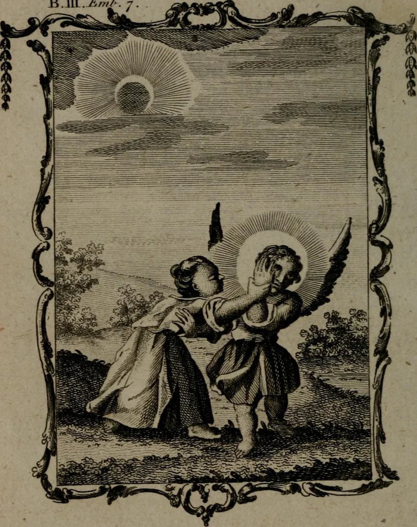 An illustration from Quarles' emblems, divine and moral: together with hieroglyphics of the life of man, 1800, leaf 187