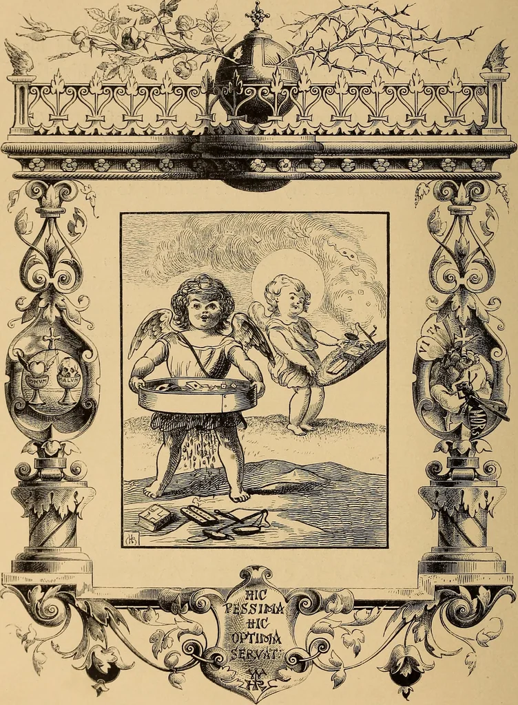 An illustration from Quarles' emblems: illustrated by Charles Bennett and W. Harry Rogers, 1861, leaf 107