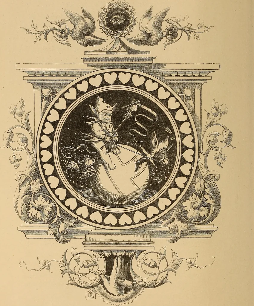 An illustration from Quarles' emblems: illustrated by Charles Bennett and W. Harry Rogers, 1861, leaf 153