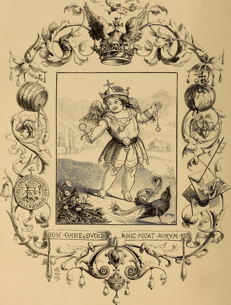 An illustration from Quarles' emblems: illustrated by Charles Bennett and W. Harry Rogers, 1861, leaf 99
