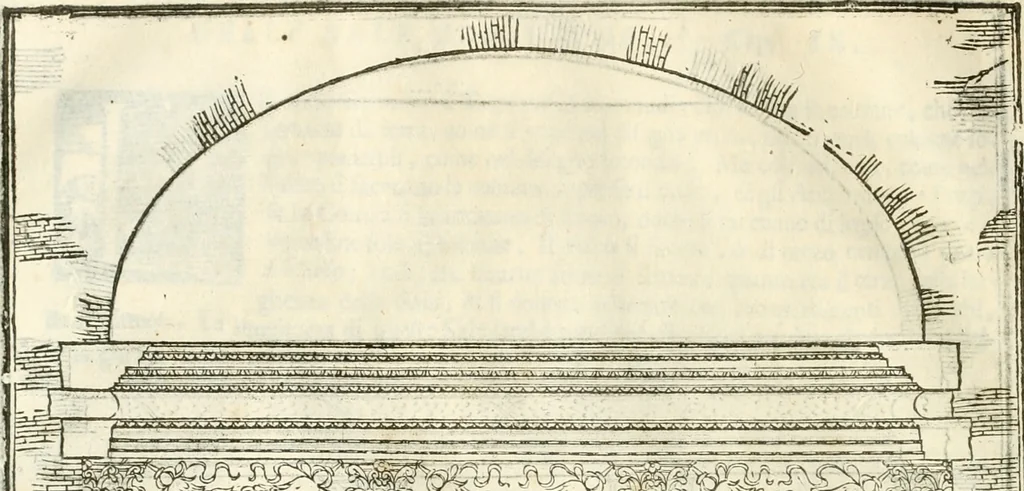 An illustration from I quattro libri dell'architettura di Andrea Palladio : ne' quali, dopò vn breue trattato de' cinque ordini, & di quelli auertimenti, che sono più necesarij nel fabricare : si tratta delle case private, delle vie, de i ponti, delle piazze, de i xisti, & de'tempij, 1616, leaf 111