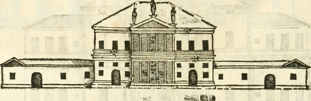 An illustration from I quattro libri dell'architettura di Andrea Palladio : ne' quali, dopò vn breue trattato de' cinque ordini, & di quelli auertimenti, che sono più necesarij nel fabricare : si tratta delle case private, delle vie, de i ponti, delle piazze, de i xisti, & de'tempij, 1616, leaf 125
