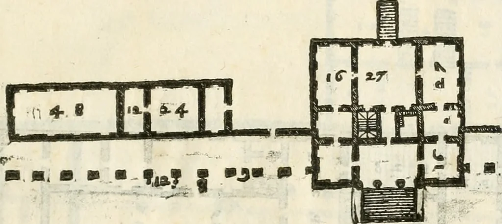 An illustration from I quattro libri dell'architettura di Andrea Palladio : ne' quali, dopò vn breue trattato de' cinque ordini, & di quelli auertimenti, che sono più necesarij nel fabricare : si tratta delle case private, delle vie, de i ponti, delle piazze, de i xisti, & de'tempij, 1616, leaf 126