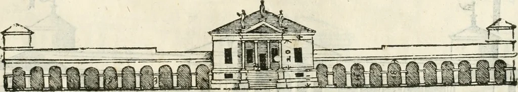 An illustration from I quattro libri dell'architettura di Andrea Palladio : ne' quali, dopò vn breue trattato de' cinque ordini, & di quelli auertimenti, che sono più necesarij nel fabricare : si tratta delle case private, delle vie, de i ponti, delle piazze, de i xisti, & de'tempij, 1616, leaf 126