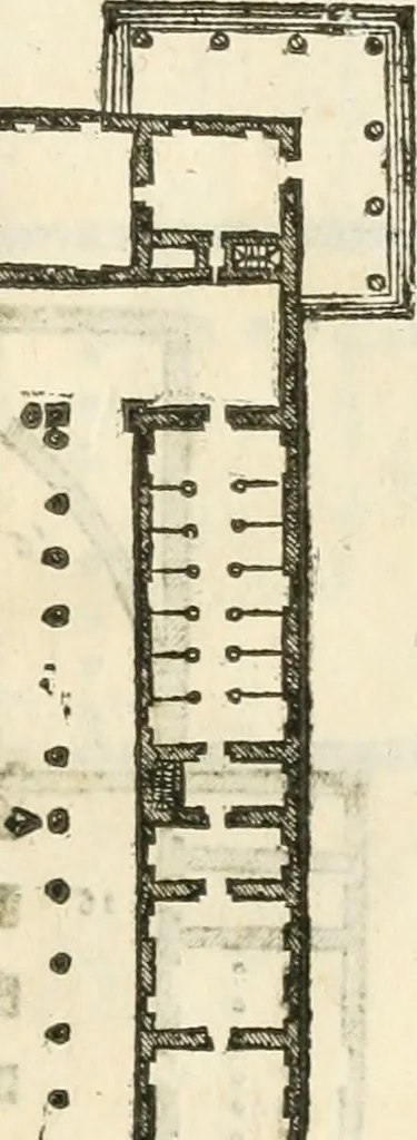 An illustration from I quattro libri dell'architettura di Andrea Palladio : ne' quali, dopò vn breue trattato de' cinque ordini, & di quelli auertimenti, che sono più necesarij nel fabricare : si tratta delle case private, delle vie, de i ponti, delle piazze, de i xisti, & de'tempij, 1616, leaf 132