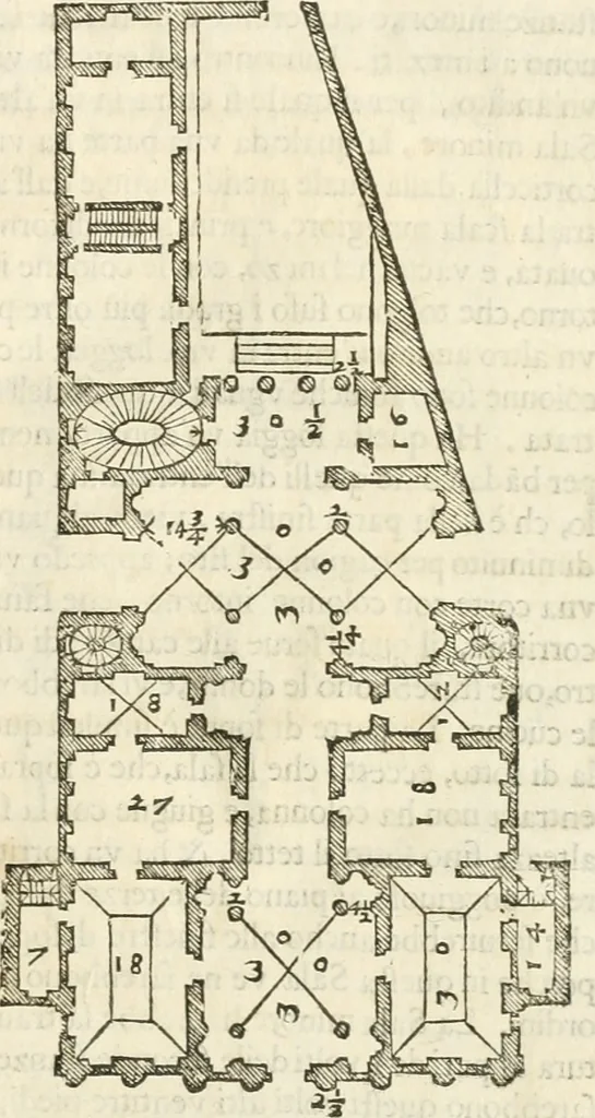 An illustration from I quattro libri dell'architettura di Andrea Palladio : ne' quali, dopò vn breue trattato de' cinque ordini, & di quelli auertimenti, che sono più necesarij nel fabricare : si tratta delle case private, delle vie, de i ponti, delle piazze, de i xisti, & de'tempij, 1616, leaf 142