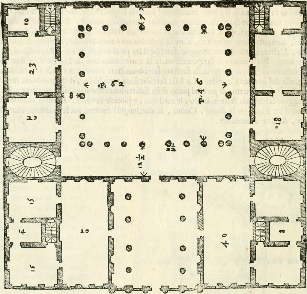 An illustration from I quattro libri dell'architettura di Andrea Palladio : ne' quali, dopò vn breue trattato de' cinque ordini, & di quelli auertimenti, che sono più necesarij nel fabricare : si tratta delle case private, delle vie, de i ponti, delle piazze, de i xisti, & de'tempij, 1616, leaf 145