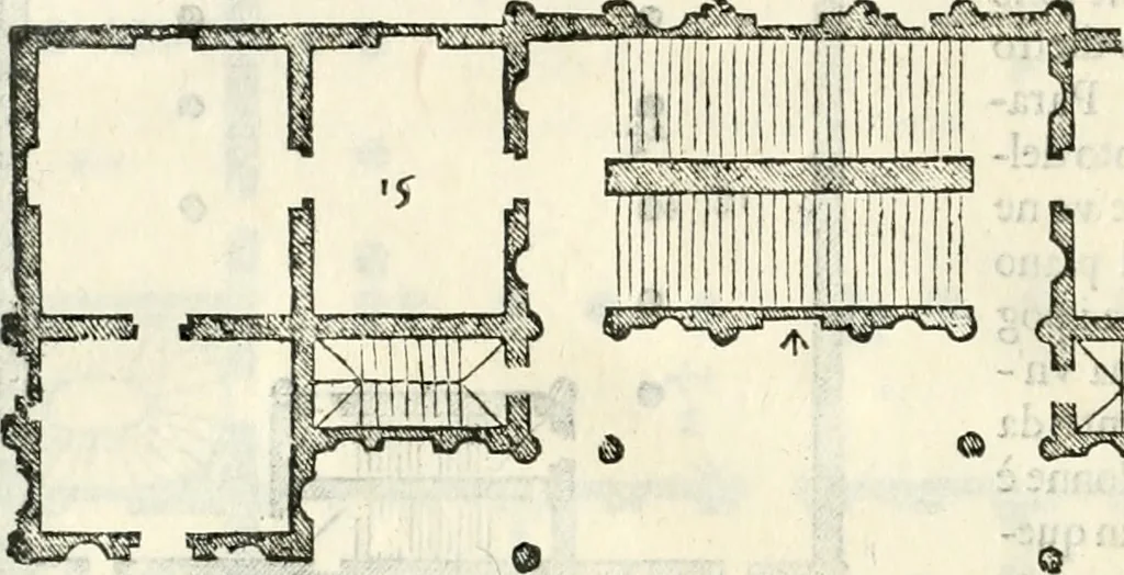 An illustration from I quattro libri dell'architettura di Andrea Palladio : ne' quali, dopò vn breue trattato de' cinque ordini, & di quelli auertimenti, che sono più necesarij nel fabricare : si tratta delle case private, delle vie, de i ponti, delle piazze, de i xisti, & de'tempij, 1616, leaf 147