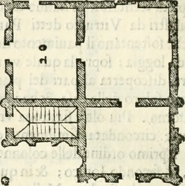 An illustration from I quattro libri dell'architettura di Andrea Palladio : ne' quali, dopò vn breue trattato de' cinque ordini, & di quelli auertimenti, che sono più necesarij nel fabricare : si tratta delle case private, delle vie, de i ponti, delle piazze, de i xisti, & de'tempij, 1616, leaf 147