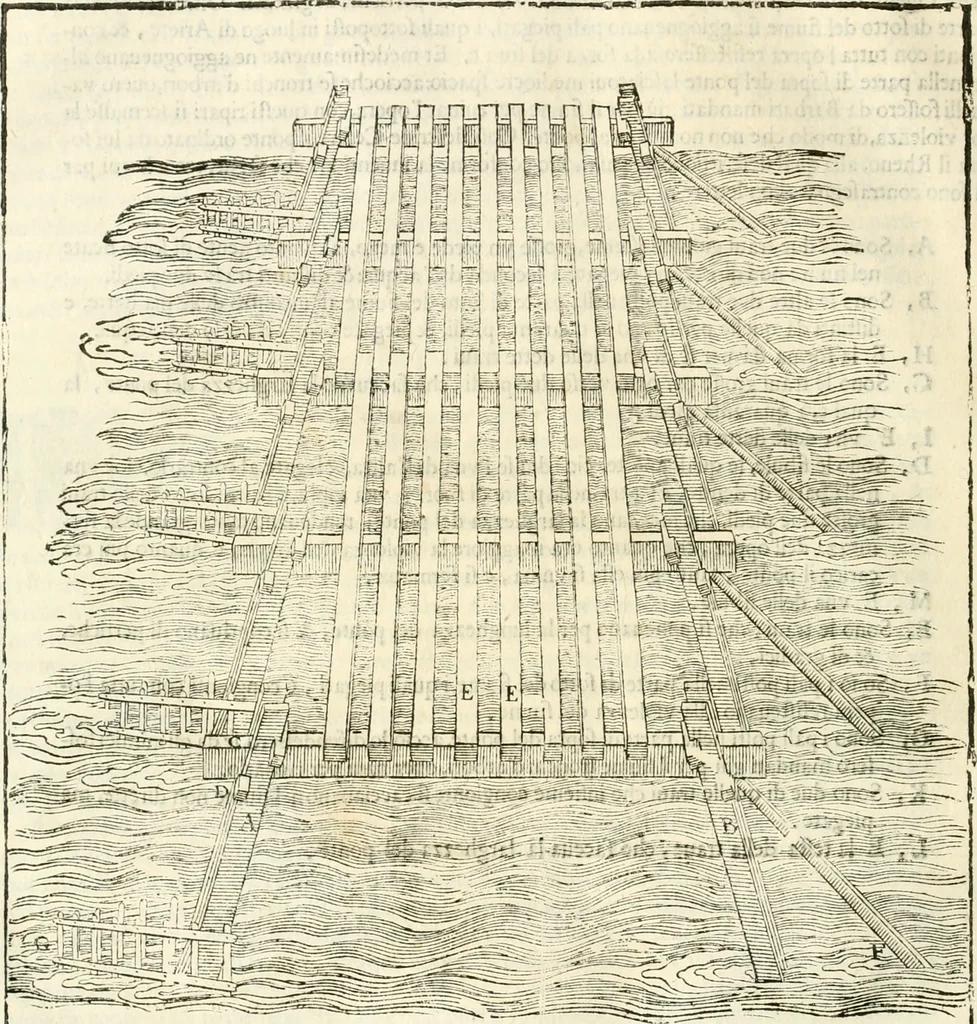 An illustration from I quattro libri dell'architettura di Andrea Palladio : ne' quali, dopò vn breue trattato de' cinque ordini, & di quelli auertimenti, che sono più necesarij nel fabricare : si tratta delle case private, delle vie, de i ponti, delle piazze, de i xisti, & de'tempij, 1616, leaf 165