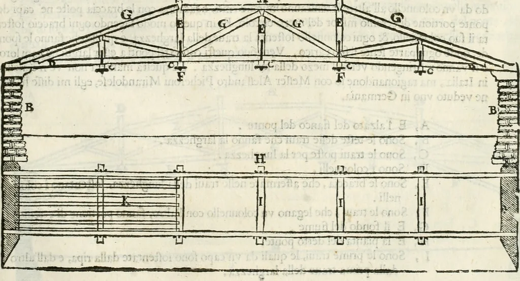 An illustration from I quattro libri dell'architettura di Andrea Palladio : ne' quali, dopò vn breue trattato de' cinque ordini, & di quelli auertimenti, che sono più necesarij nel fabricare : si tratta delle case private, delle vie, de i ponti, delle piazze, de i xisti, & de'tempij, 1616, leaf 166