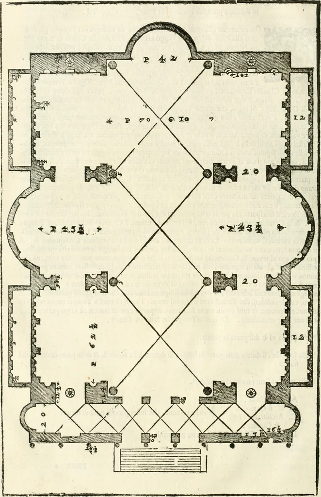 An illustration from I quattro libri dell'architettura di Andrea Palladio : ne' quali, dopò vn breue trattato de' cinque ordini, & di quelli auertimenti, che sono più necesarij nel fabricare : si tratta delle case private, delle vie, de i ponti, delle piazze, de i xisti, & de'tempij, 1616, leaf 209